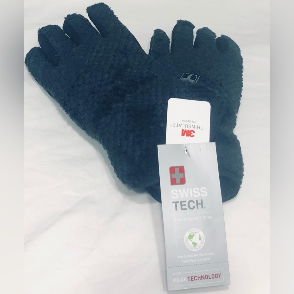 Swiss Tech Girl’s Gloves Plush Warm 3M insulation Performance Gear black. L-XL